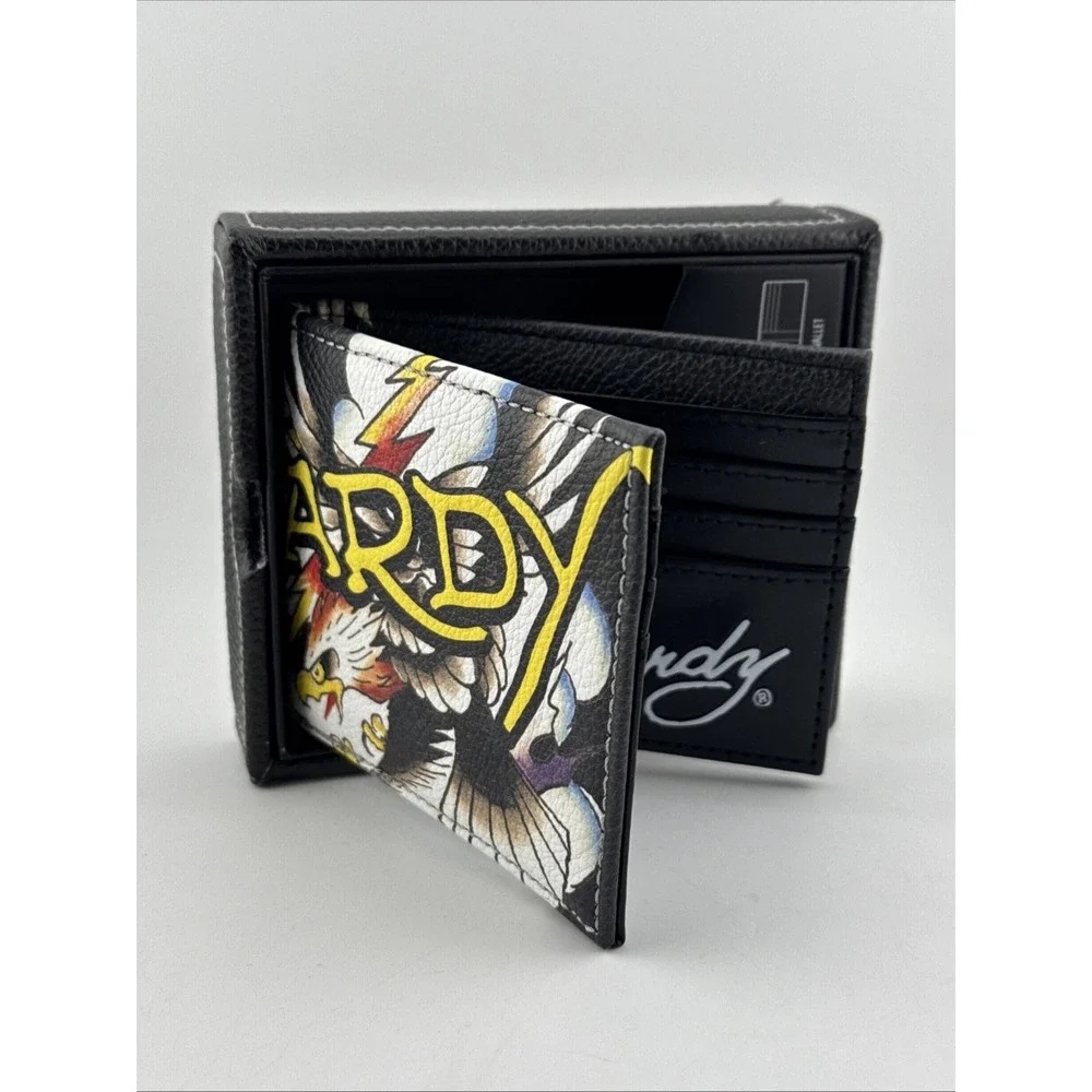Ed Hardy Multicolor Men's Bifold Wallet Art Design Multiple Card Slots ID Window